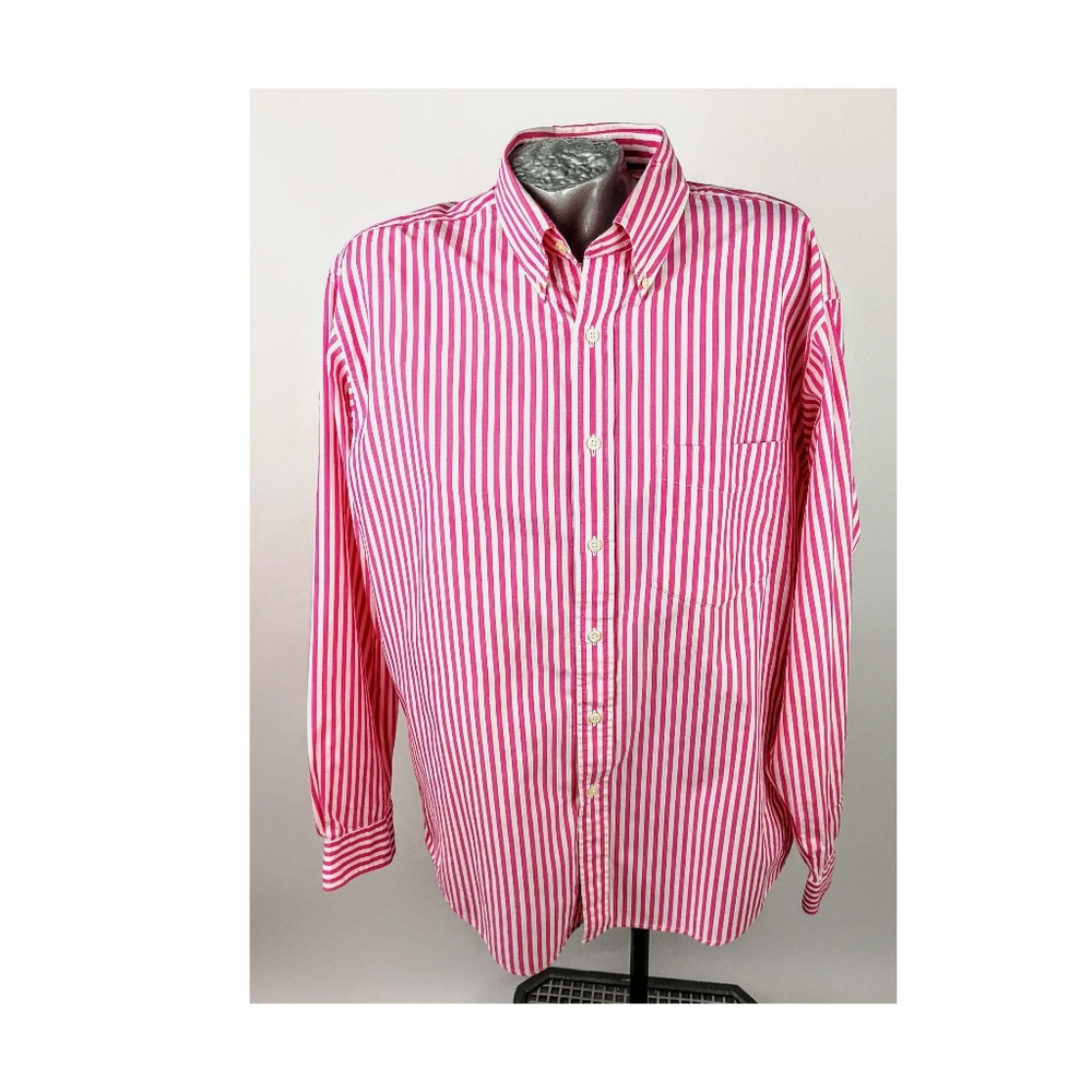 J Crew Men Pink White Strip Shirt Button Cotton ❤️
